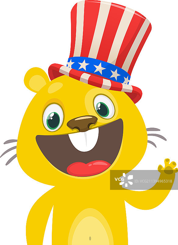 戴着山姆大叔帽子的可爱仓鼠卡通图片素材