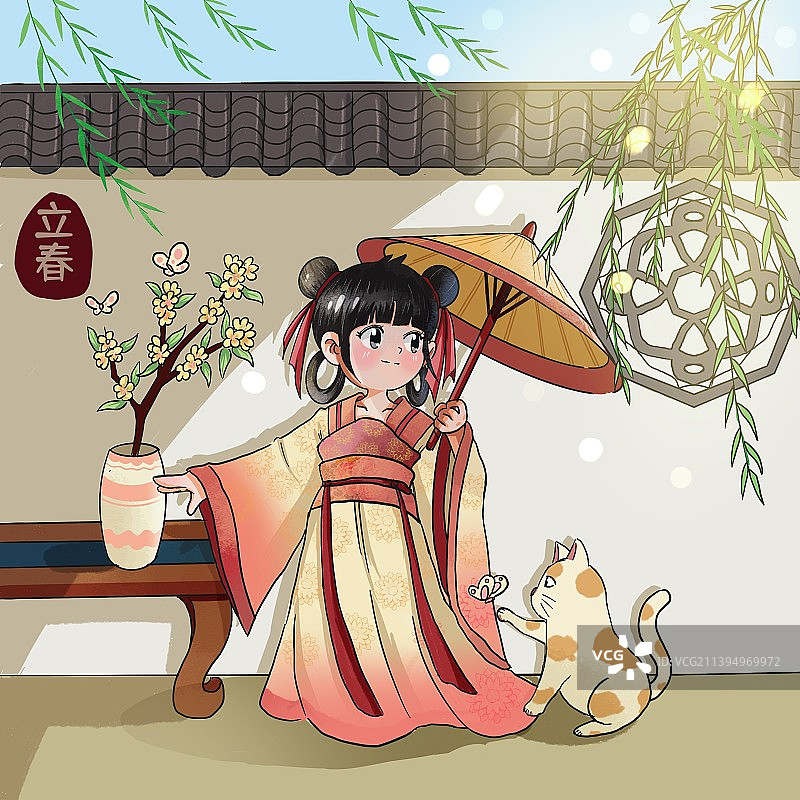 节气Q版古风儿童插画图片素材