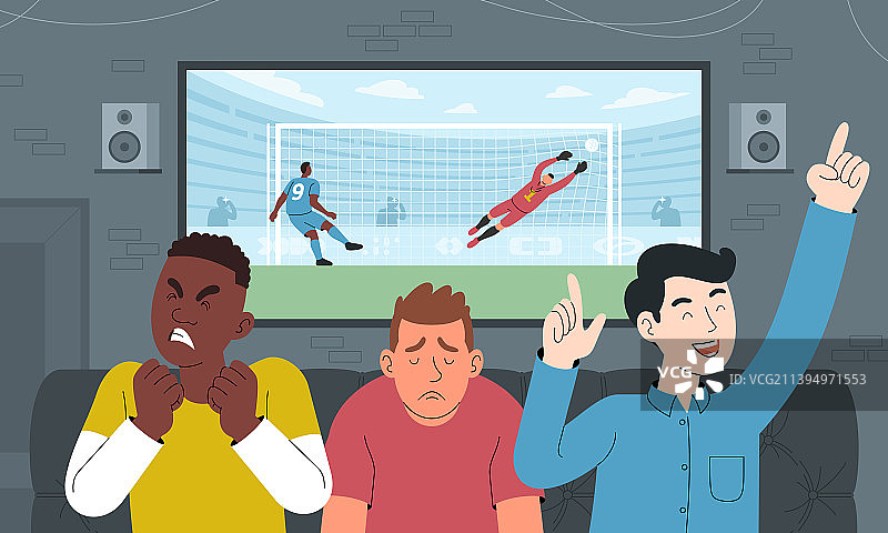足球迷的各种情绪（扁平风格）图片素材