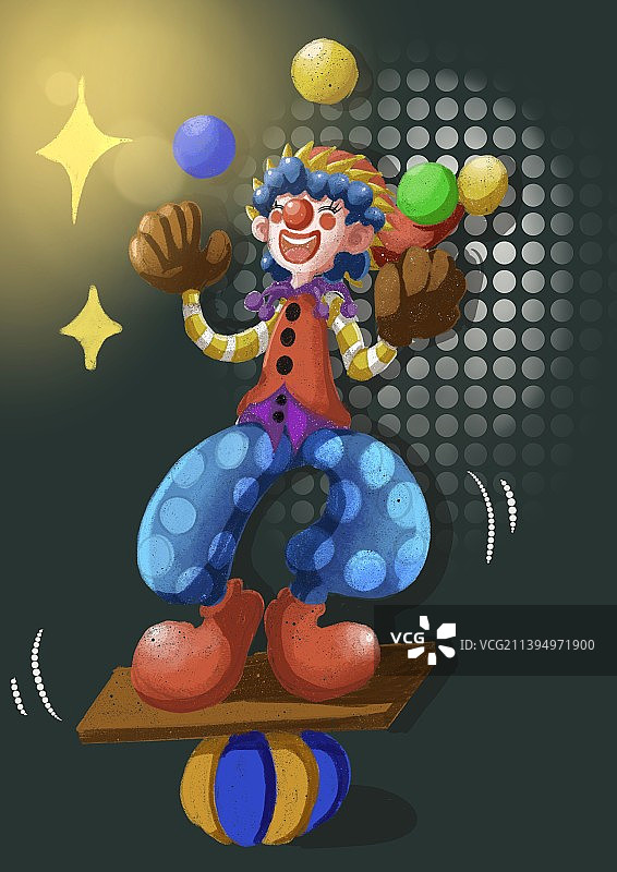 夸张风格插画开心的小丑图片素材