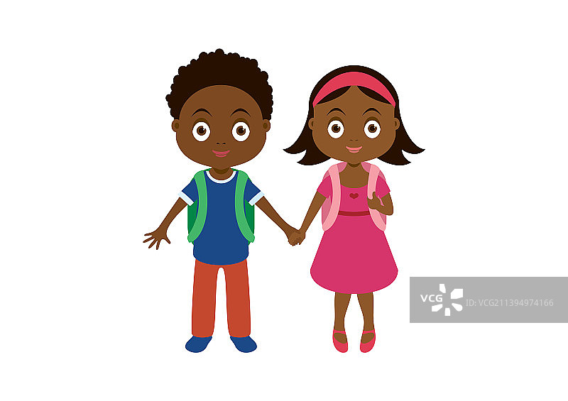 两个可爱的非洲裔美国儿童图标图片素材