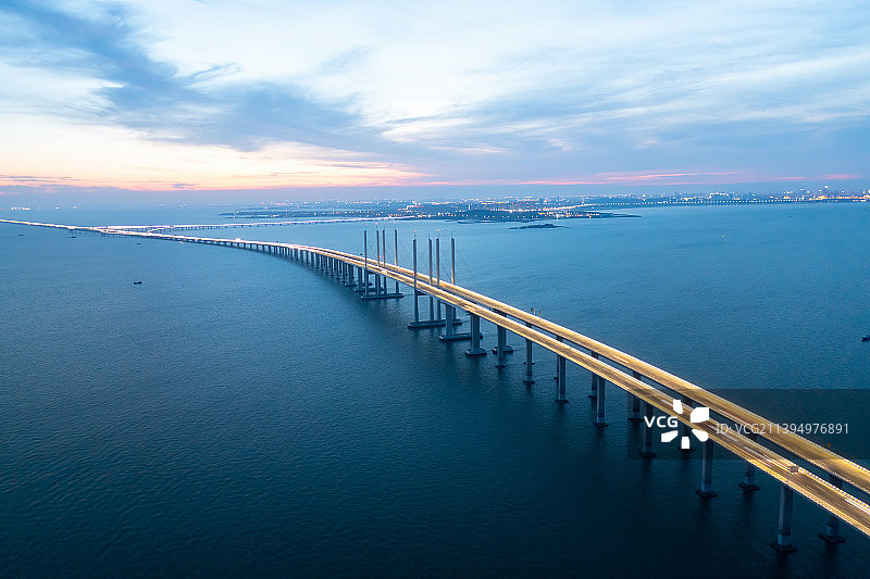 青岛胶州挖大桥夜景图片素材