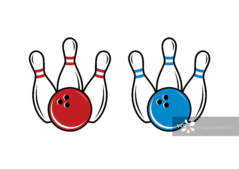 保龄球瓶和球图标集图片素材