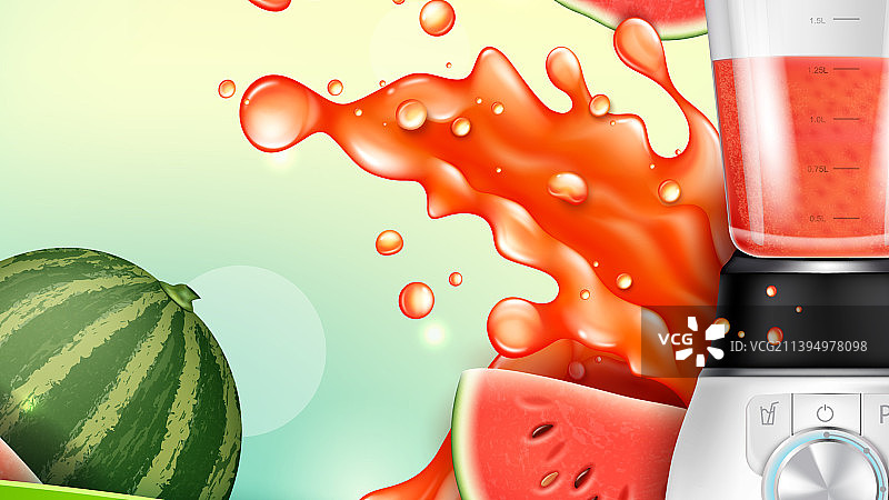 带有饮品的逼真3D榨汁机图片素材