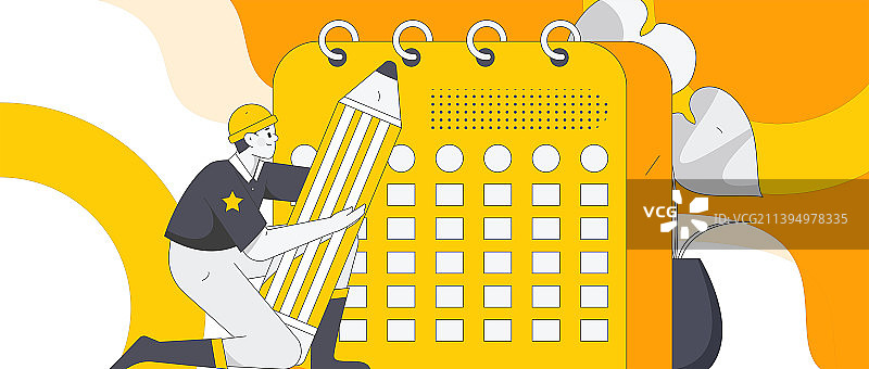 签到人物扁平矢量概念运营插画图片素材