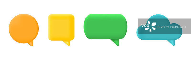 3D彩色对话气泡社交媒体文本框图片素材