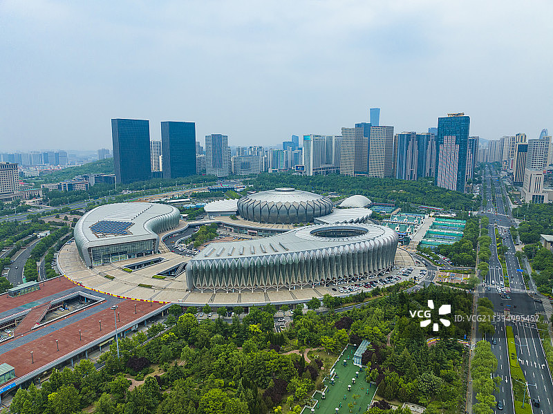 山东济南奥体中心体育馆航拍图片素材