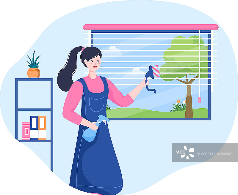 百叶窗维修服务，窗户和窗帘处理图片素材