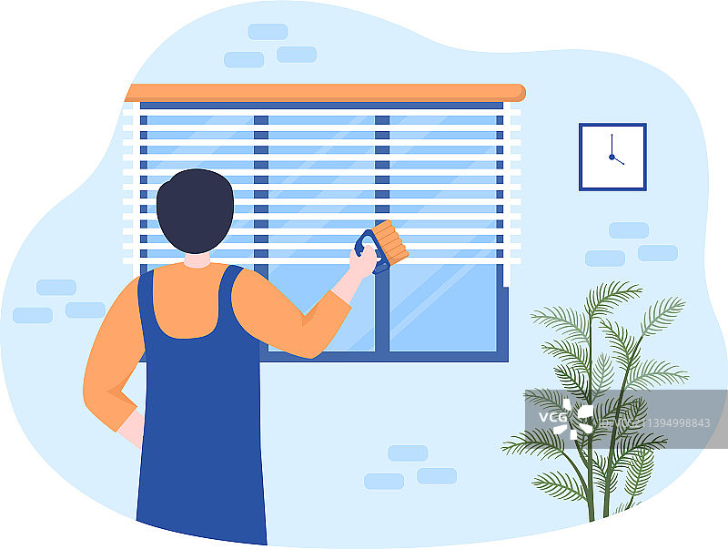 百叶窗维修服务，窗户和窗帘处理图片素材