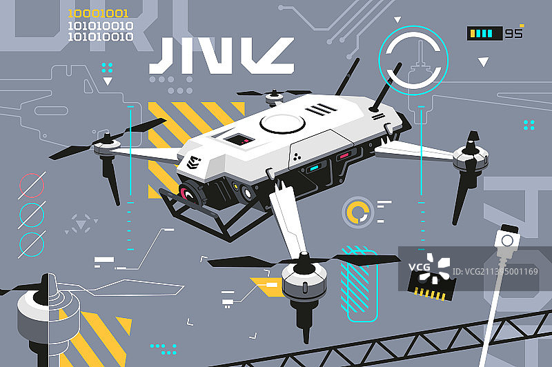 带便携式相机的四轴飞行器图片素材