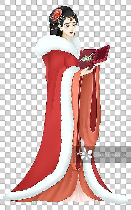 古风汉服美女立绘插画元素图片素材