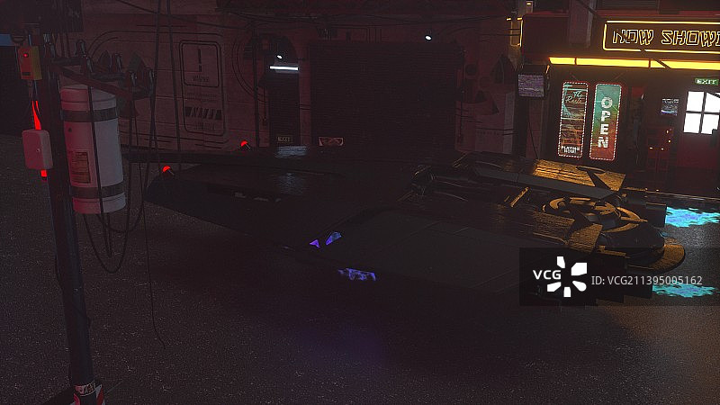 科技赛博朋克插画飞船图片素材