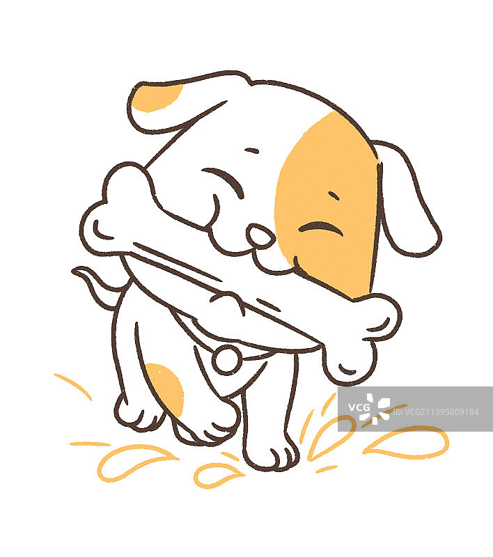 踩水奔跑的小狗 简笔画 可爱风图片素材