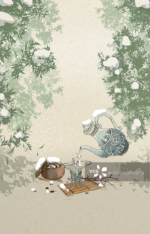 立冬酒文化竖版插画图片素材