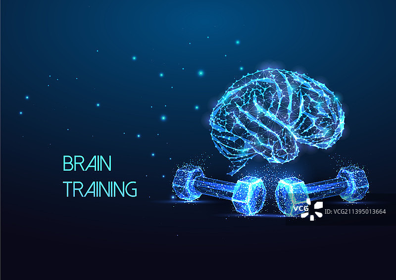 发光未来大脑训练概念图片素材