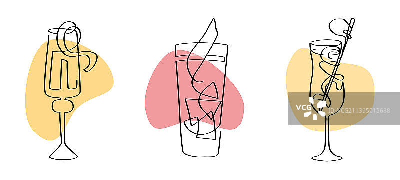 极简鸡尾酒线条艺术图片素材