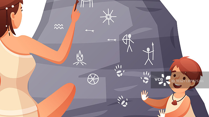 史前石器绘画作品图片素材