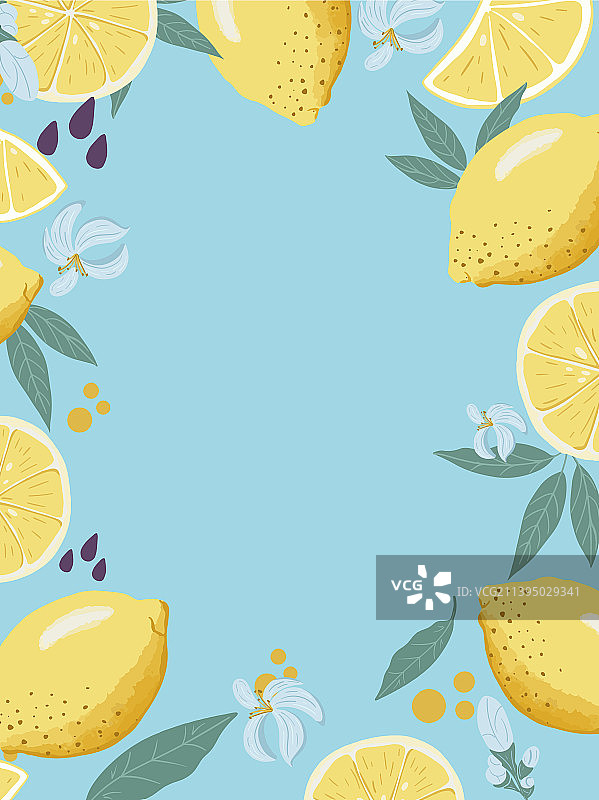 夏季鲜榨柠檬果汁边框图片素材
