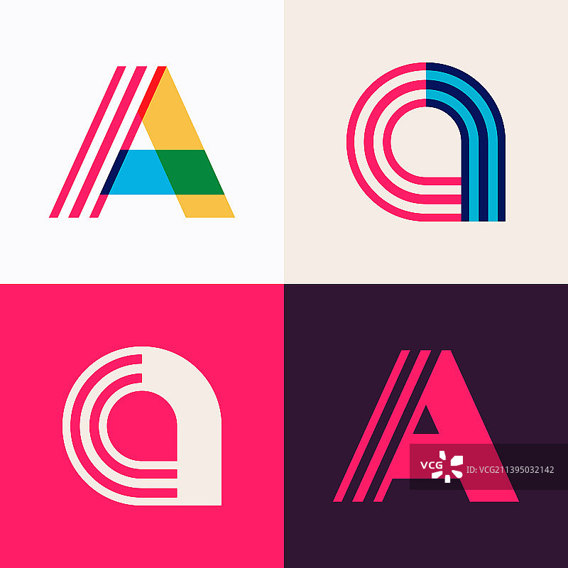 重叠线条字母标志套装图片素材