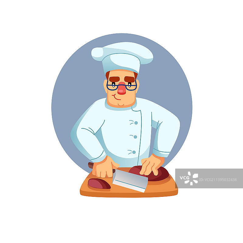 扁平卡通男人厨师烹饪图片素材