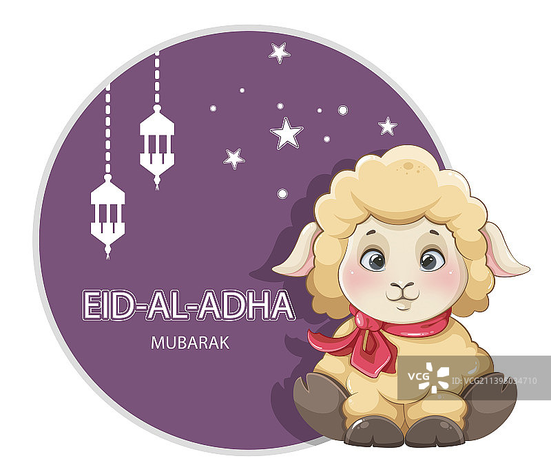 宰牲节穆巴拉克可爱卡通小绵羊图片素材