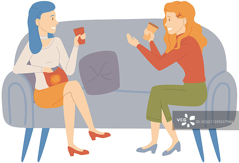 微笑的朋友们在家喝茶聊天图片素材