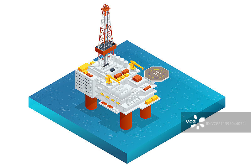 2.5D大型海上石油钻井平台图片素材