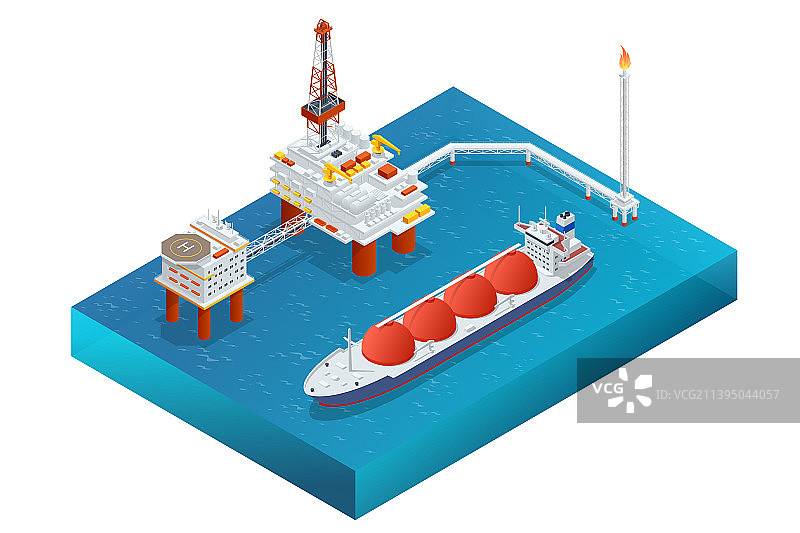 2.5D大型海上石油钻井平台图片素材