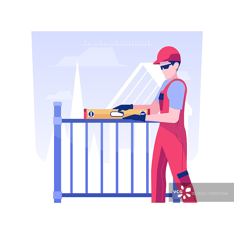 隔离的栅栏安装概念图片素材