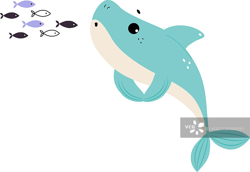 漫画蓝鲨海洋动物漂浮图片素材