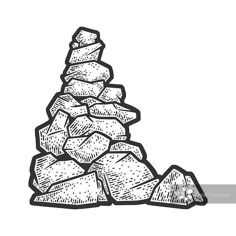 石堆素描图片素材