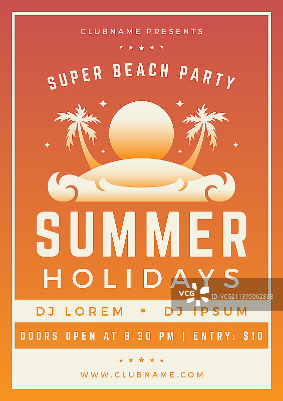橙色渐变夏季海滩派对迪斯科促销图片素材