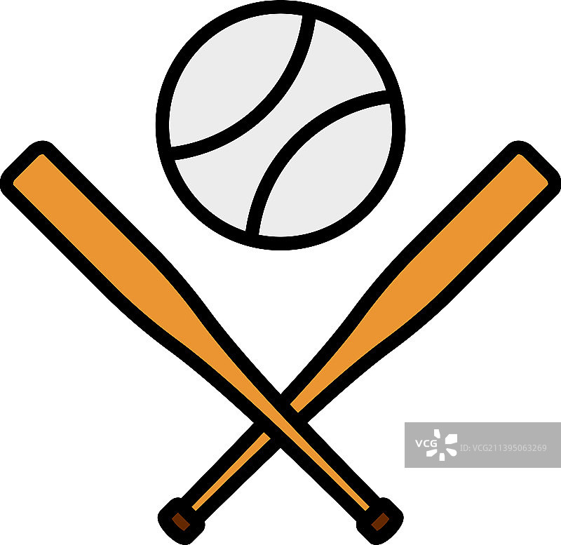 棒球球棒与球交叉图标图片素材