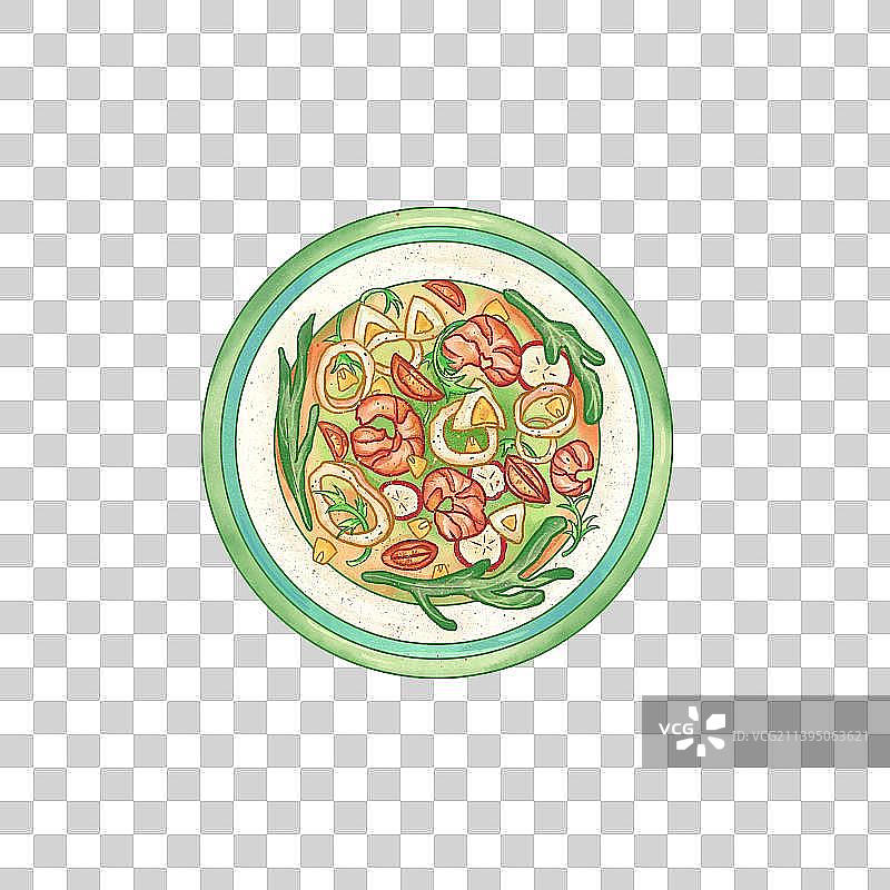 水彩轻食插画海鲜蔬菜沙拉图片素材