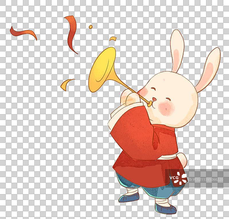 兔年吹唢呐喜迎新春的小兔子图片素材