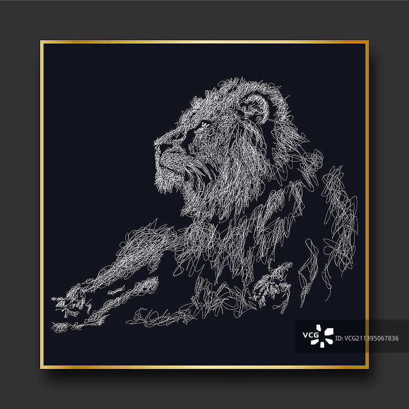 狮子素描涂鸦艺术图片素材