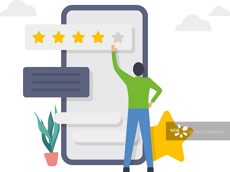 人物给予五星反馈评价图片素材