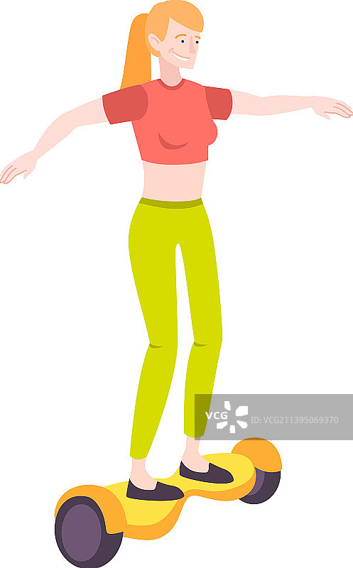 女孩骑着悬浮滑板图片素材