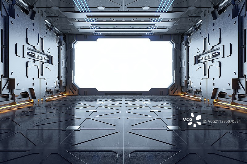 三维渲染科幻太空舱室内场景图片素材