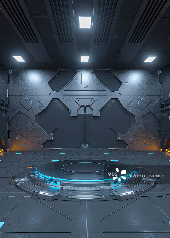 3D渲染科幻室内展台空间图片素材