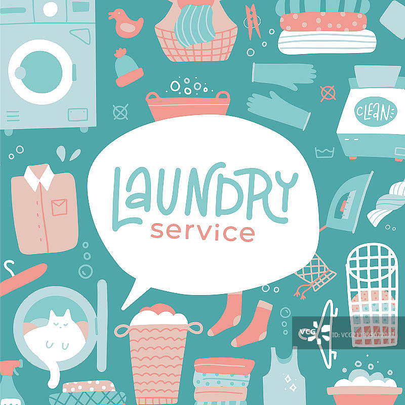 洗衣服务banner（含扁平图标）图片素材