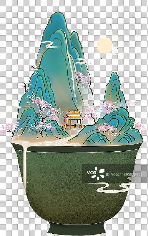 杯中江山元素图片素材