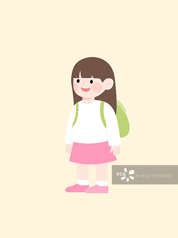 背着书包的女孩图片素材