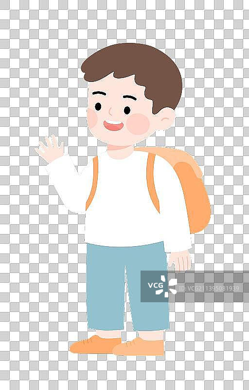 开心打招呼的男孩图片素材