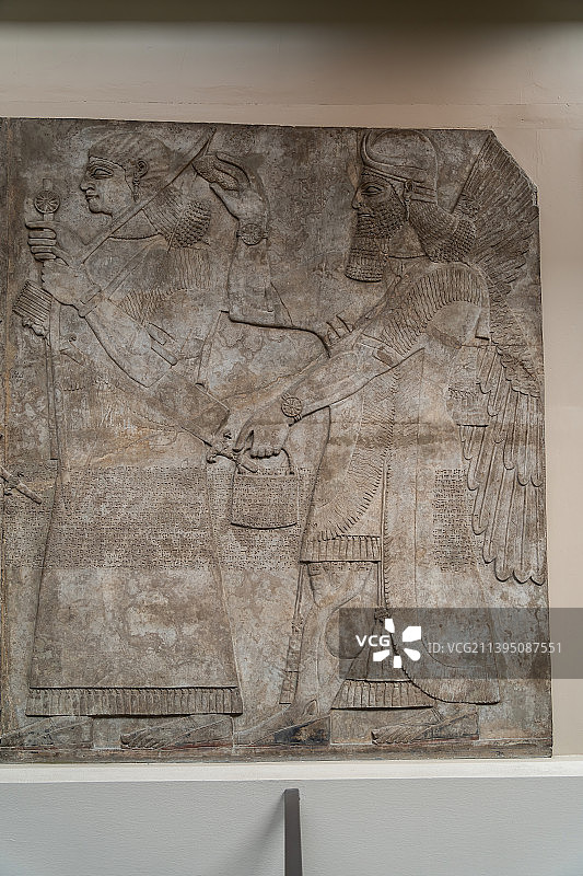 大英博物馆藏大英博物馆藏亚述王国亚述那西尔帕二世时期尼姆鲁德宫殿浮雕图片素材