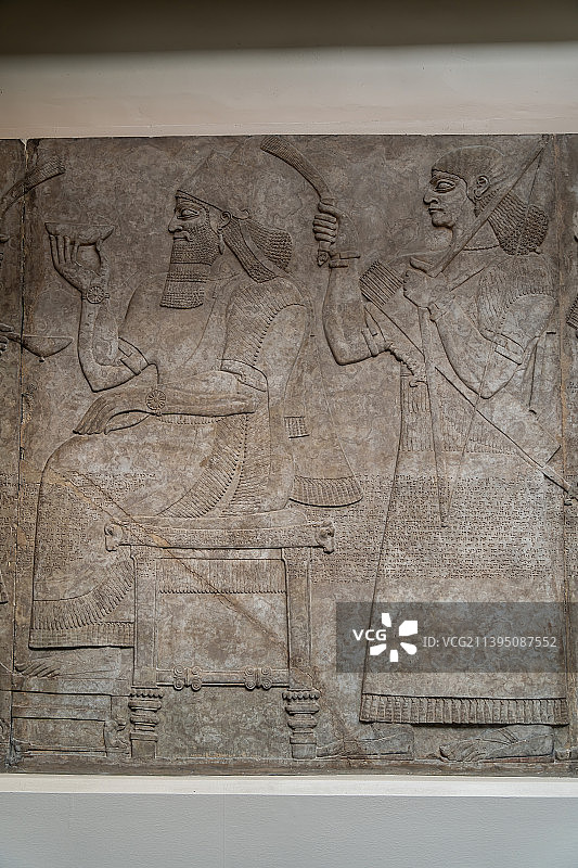 大英博物馆藏大英博物馆藏亚述王国亚述那西尔帕二世时期尼姆鲁德宫殿浮雕图片素材