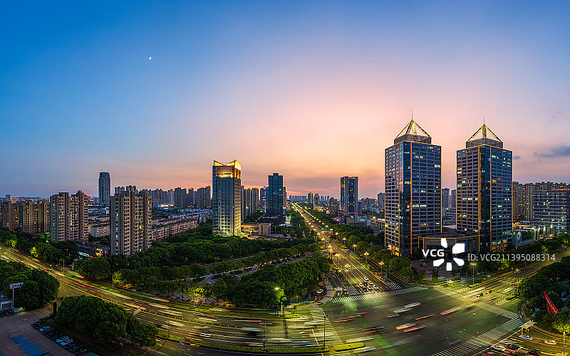 武进城市天际线日落夜景图片素材