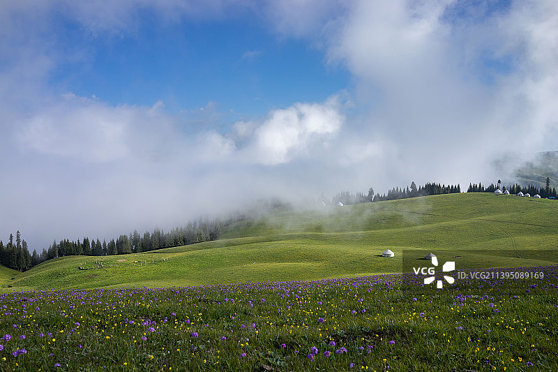 新疆-特克斯-阿克塔斯草原图片素材