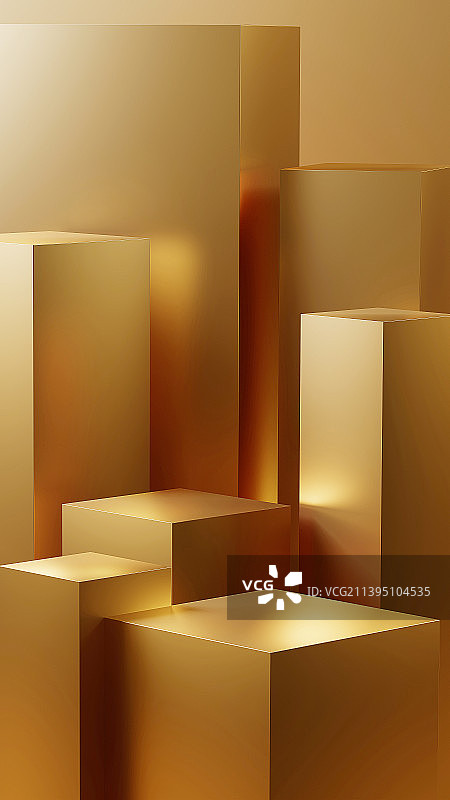 三维金色立方体产品展台背景图片素材