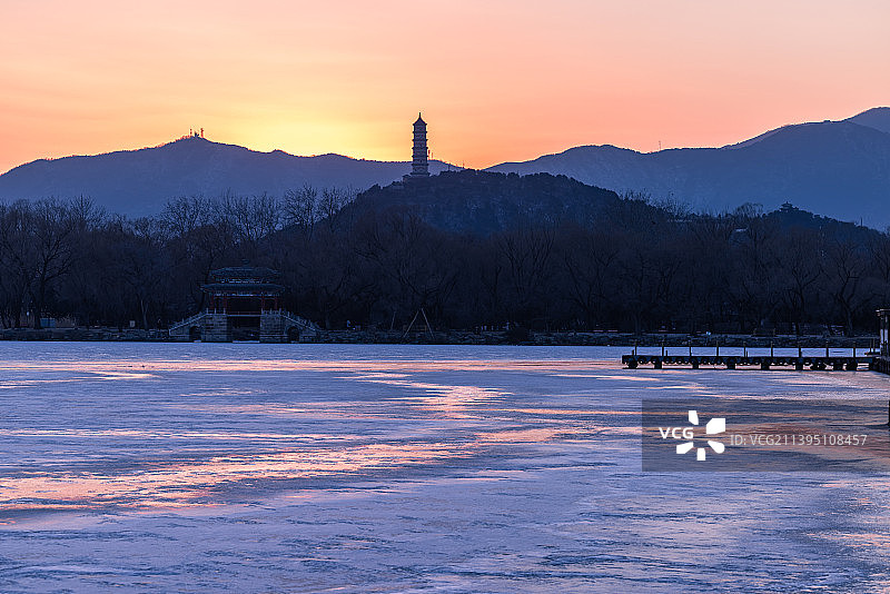 昆明湖暮色图片素材